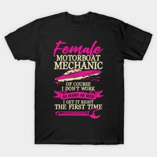 Female Motorboat Mechanic Technician Girl Gift T-Shirt